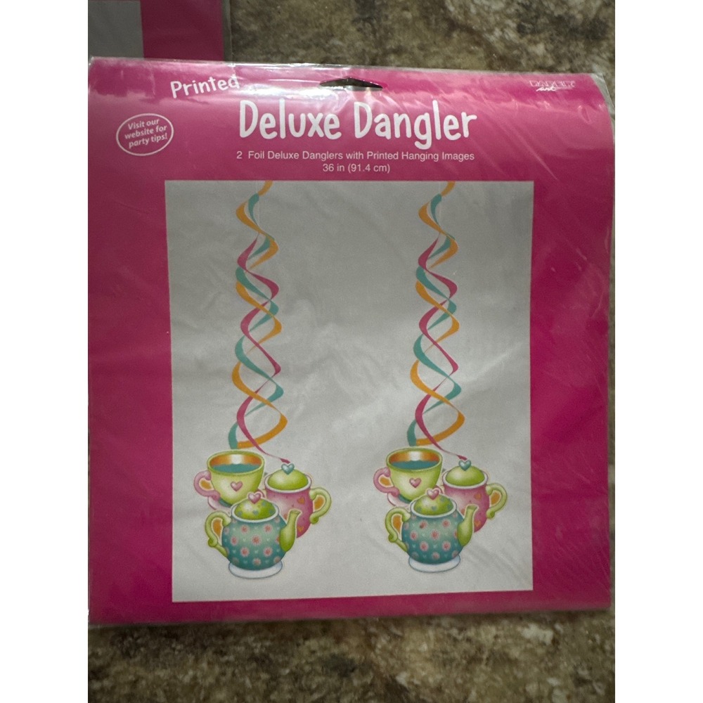 Paper Art Tea Party Deluxe Dangler Foil Hanging Decorations 2 Packs 4 Total